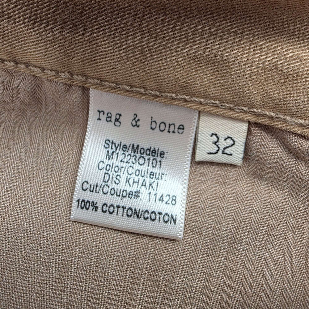 Rag & Bone Fit‎ 2 Slim Leg Pants Mens 32X34 Khaki Tan Cotton Chino - Picture 5 of 8